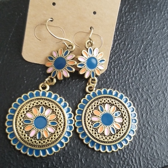 ❤Vintage Ethnic  Oil Drop statment Earrings❤ - Picture 2 of 6